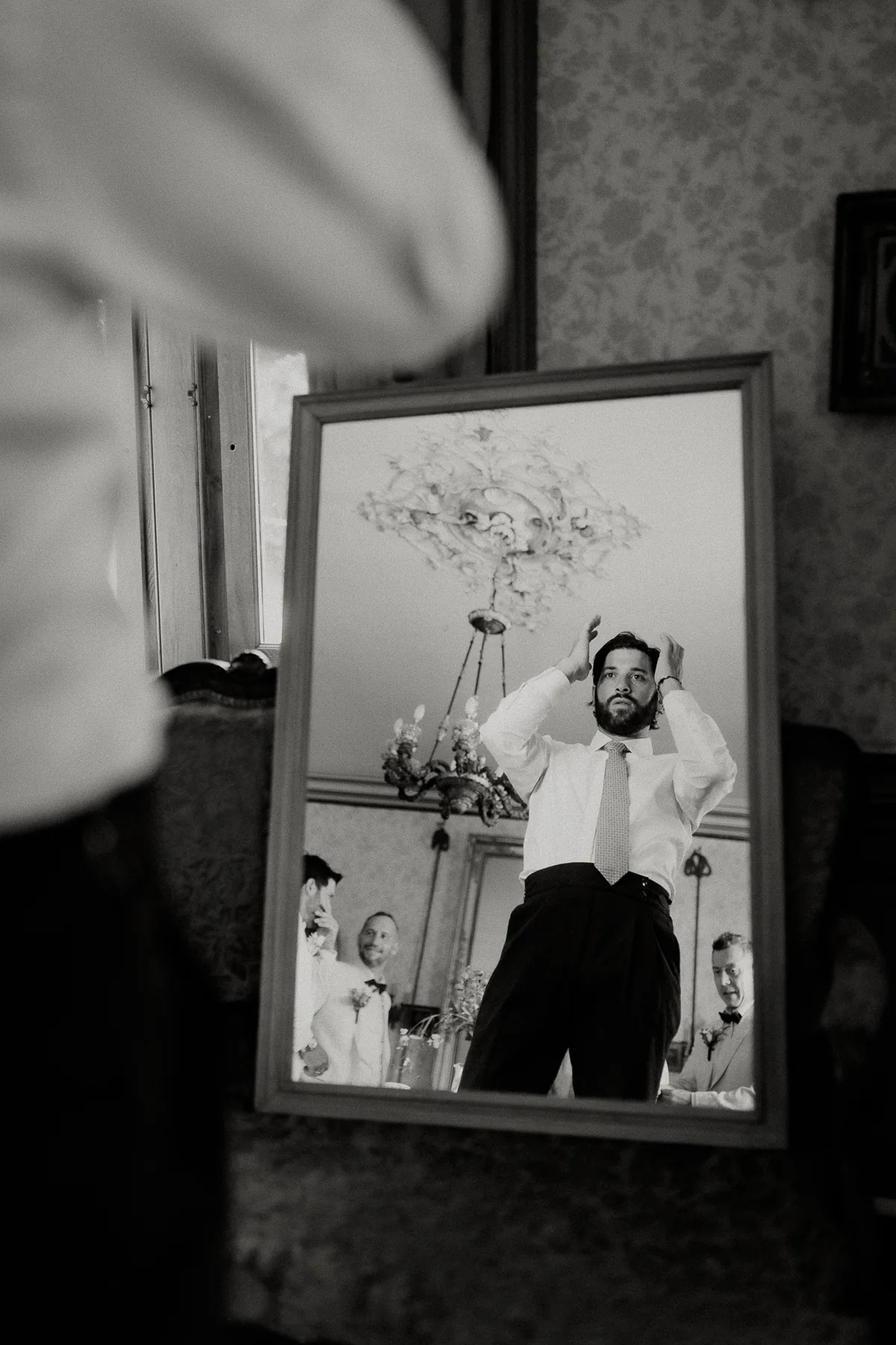 Photographie de famille pendant les préparatifs